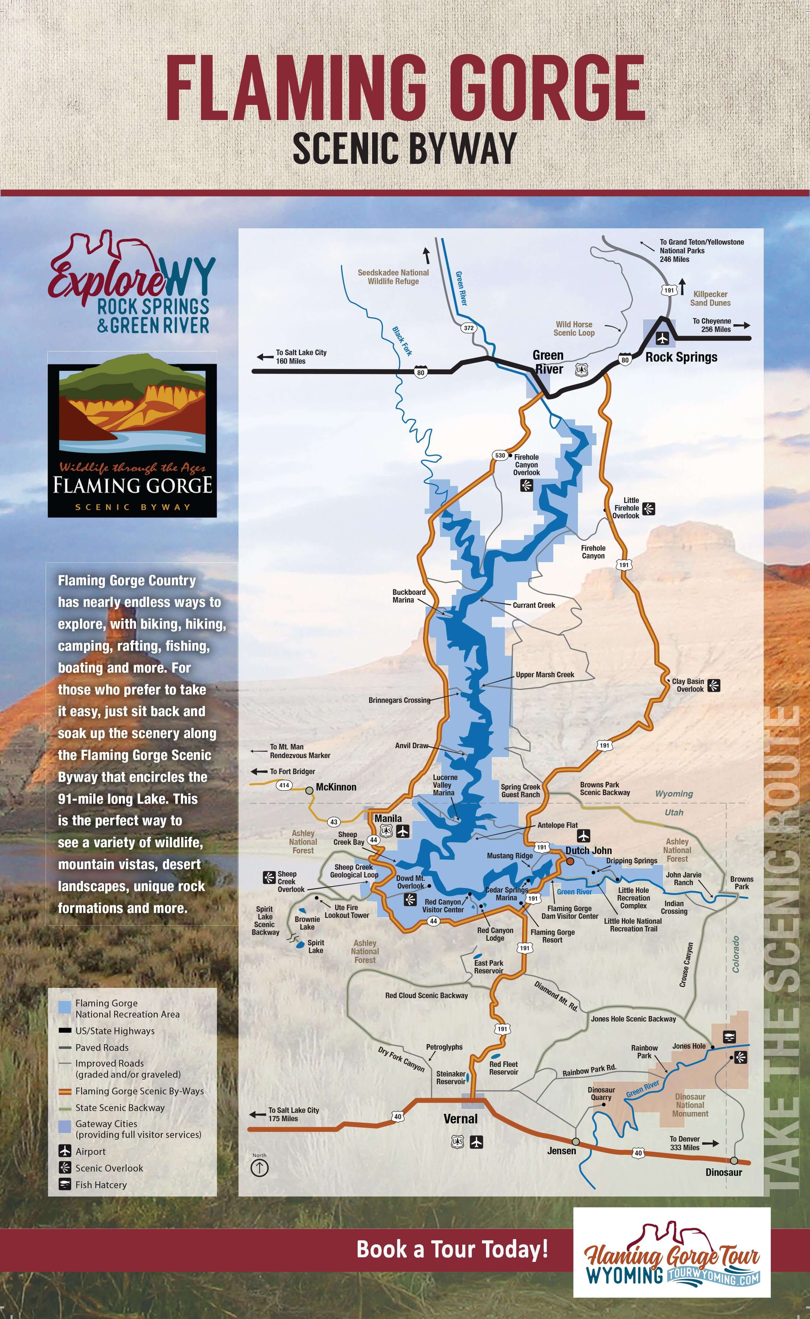 Map of Flaming Gorge Scenic byway